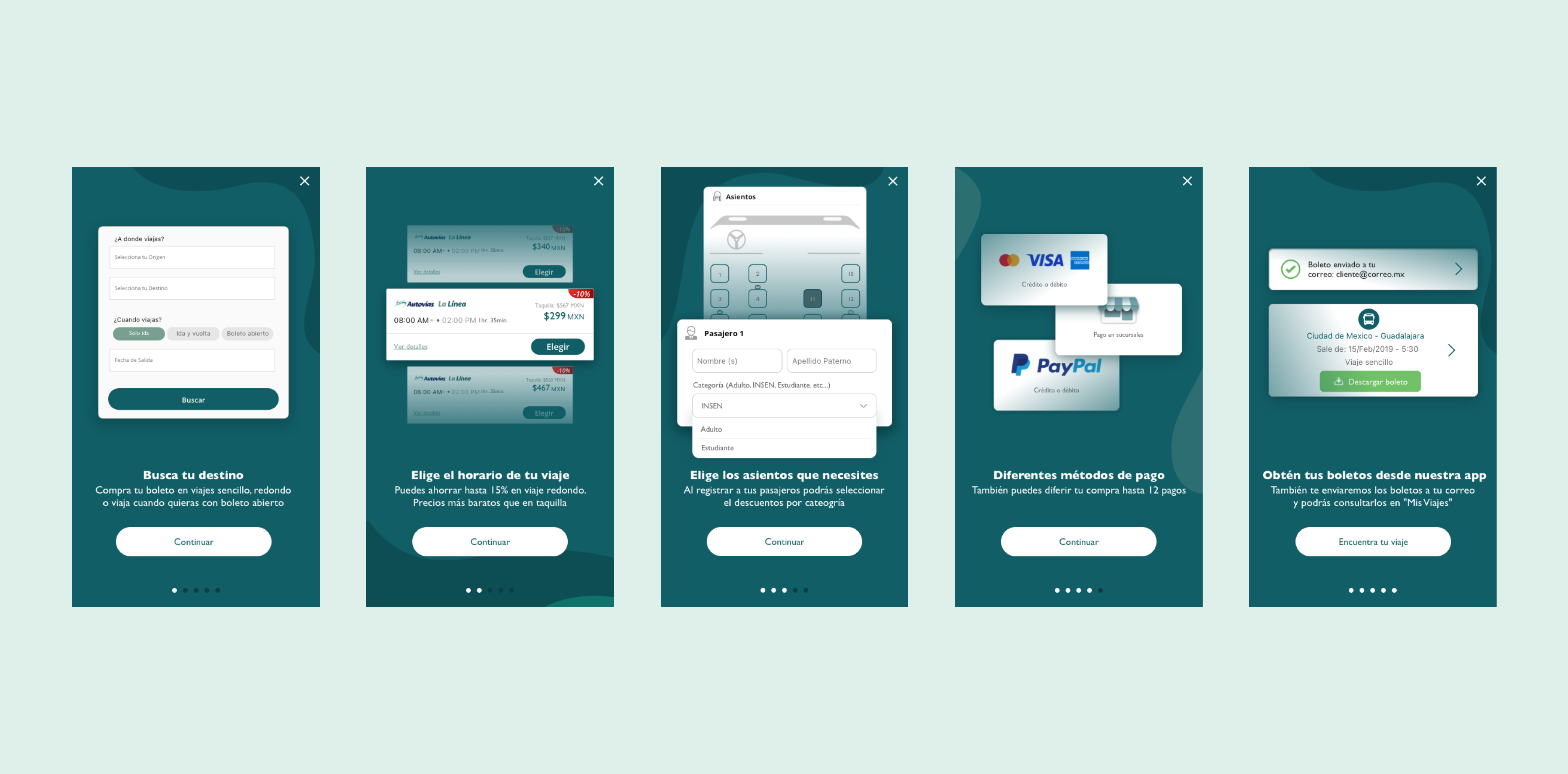 Redesigned Autovías onboarding screens