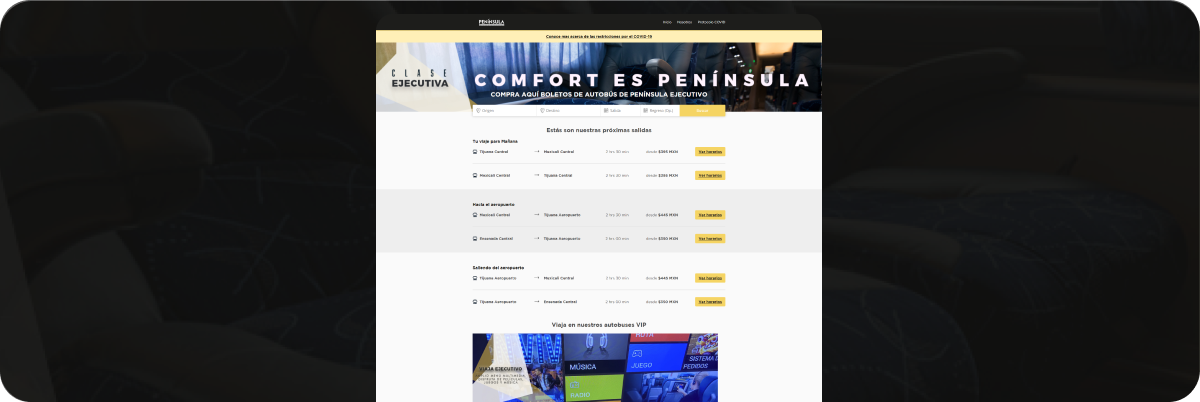 Peninsula Ejecutivo booking website
